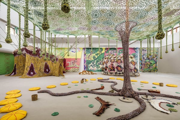 crochet tree installation