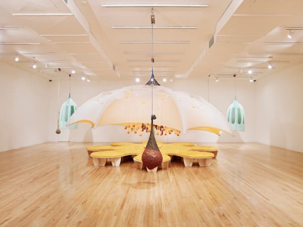 Ernesto Neto installation at the Aspen Art Museum, sculpture with umbrella