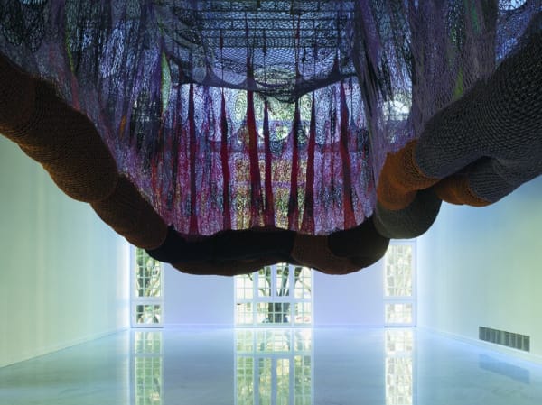Ernesto Neto crochet hanging installation, walkway for visitors
