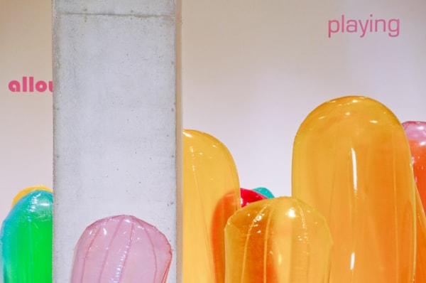 Ernesto Neto wavy sculptures coming out of floor