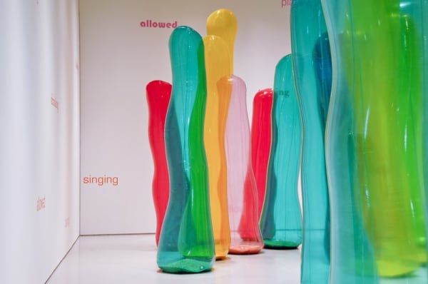 Ernesto Neto wavy sculptures coming out of floor