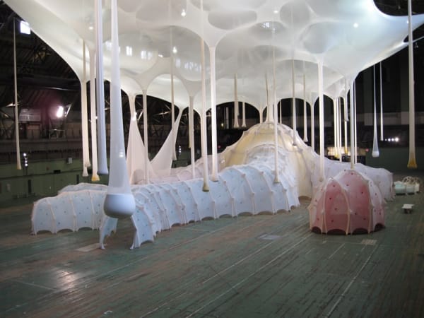Ernesto Neto fabric sculptural form making tunnels