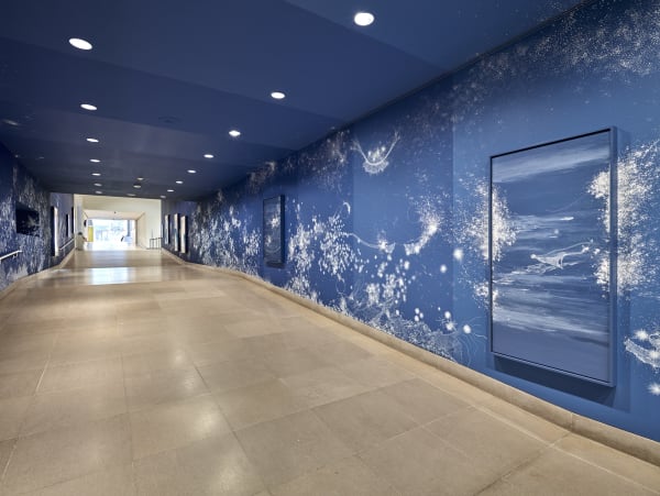 Sandra Cinto mural painting fading from dark blue to light blue