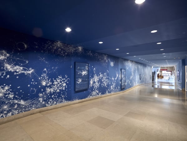Sandra Cinto mural painting fading from dark blue to light blue