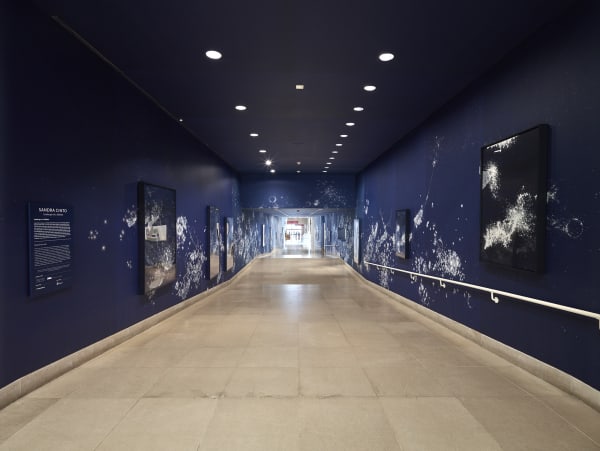 Sandra Cinto mural painting fading from dark blue to light blue