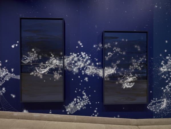 Sandra Cinto mural painting fading from dark blue to light blue
