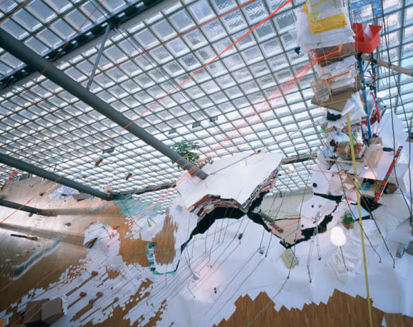 Image of an installation image at Hermes, Tokyo -- multi purpose objects creating a sculpture