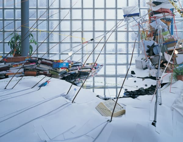 Image of an installation image at Hermes, Tokyo -- multi purpose objects creating a sculpture