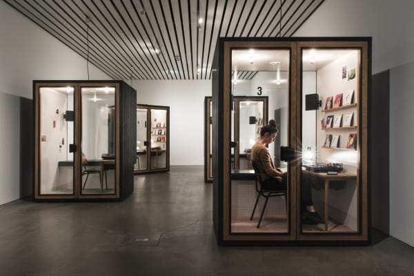 Image of Phil Collins installation of "record" booths