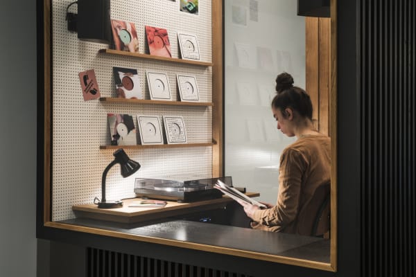 Image of Phil Collins installation of "record" booths