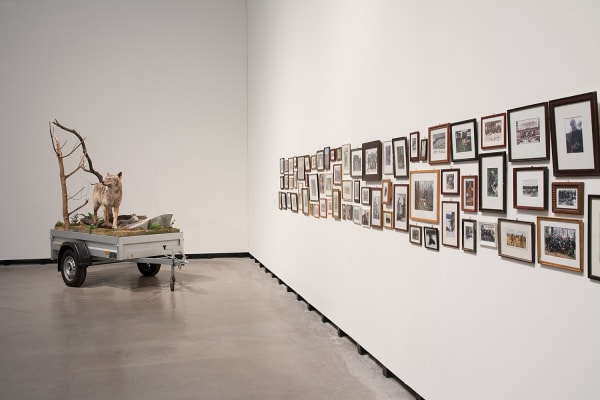 Image of Mark Dion exhibition, men in game photo series