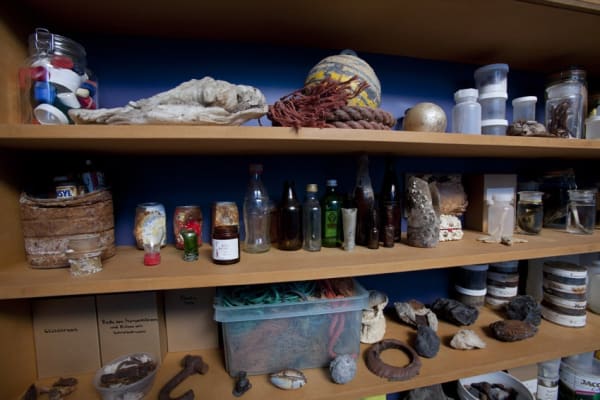 image of Mark Dion installation with filled cabinet