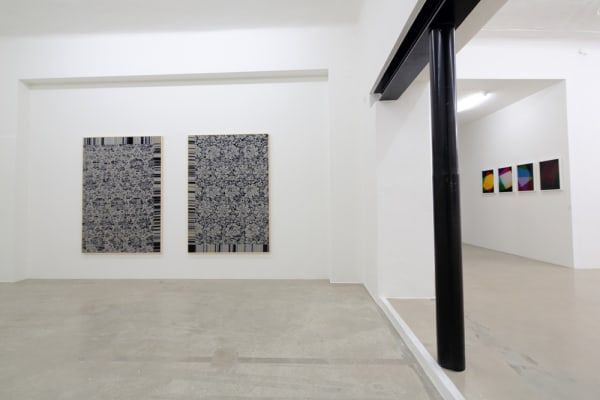 Installation image of Lisa Oppenheim jacquard weave