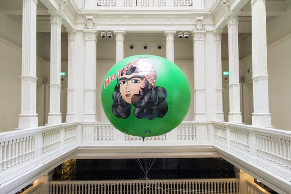 Image of Slavs and Tatars installation, large green spherical sculpture