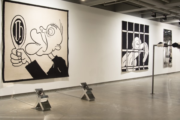 Image of Slavs and Tatars installation view of carpets on the walls