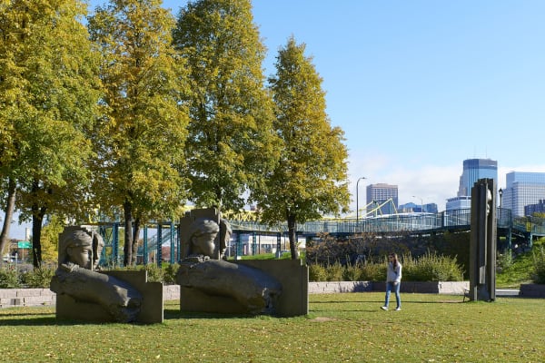 image of Mark Manders large bronze sculpture of figures in garden