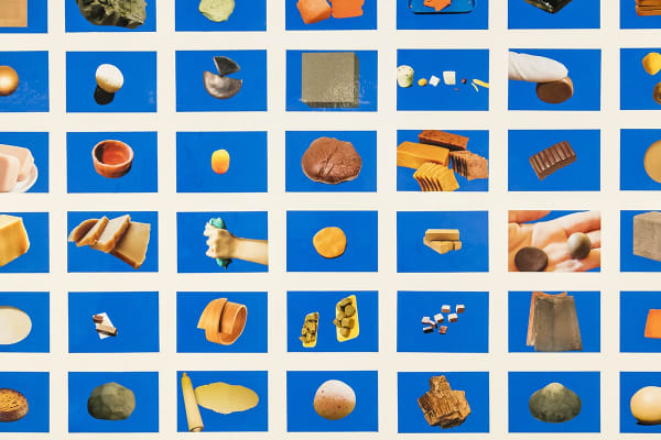 image of Liu Shiyuan postcard installation, images of 'clay'