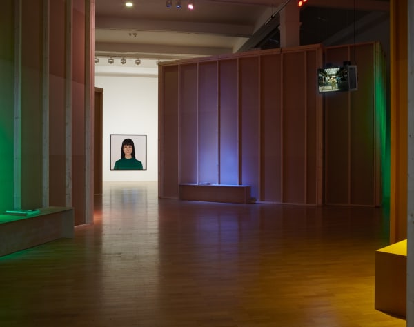 Installation view of Gillian Wearing at Whitechapel Gallery, London, self portrait photograph