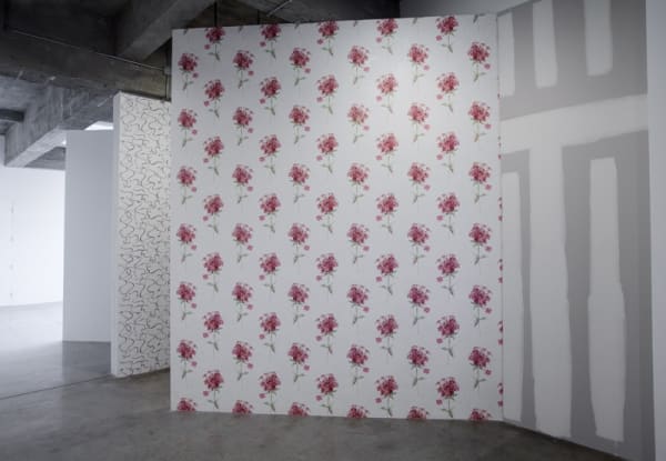 Haim Steinbach installation view of wall construction