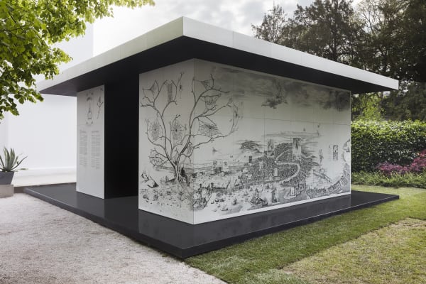 structure with drawings on the outside