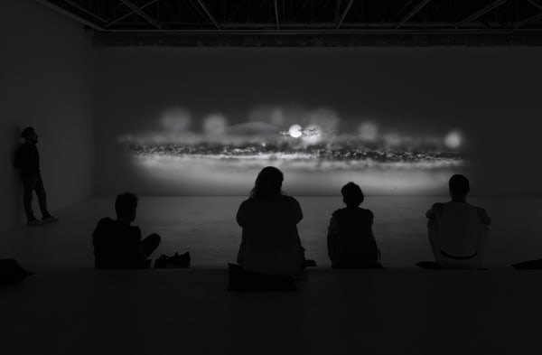 installation image of Saraceno exhibition at Palais de Tokyo
