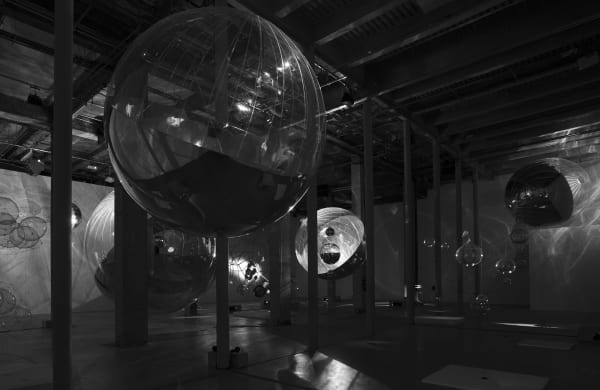 installation image of Saraceno exhibition at Palais de Tokyo