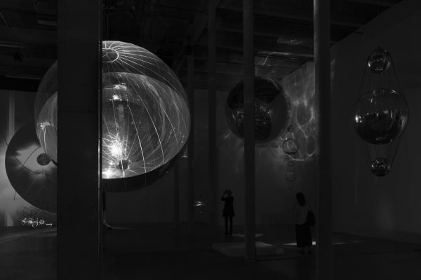 installation image of Saraceno exhibition at Palais de Tokyo