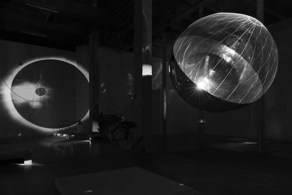 installation image of Saraceno exhibition at Palais de Tokyo