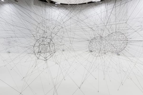 installation image of Saraceno exhibition at Palais de Tokyo
