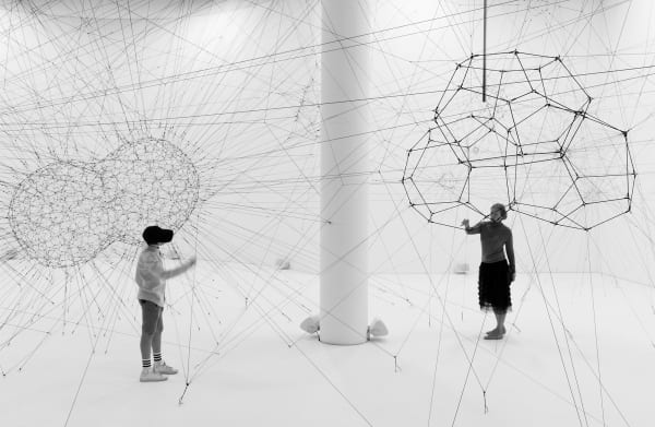 installation image of Saraceno exhibition at Palais de Tokyo