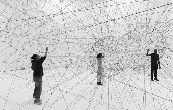 installation image of Saraceno exhibition at Palais de Tokyo