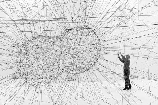 installation image of Saraceno exhibition at Palais de Tokyo