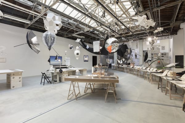 installation image of Saraceno exhibition at Palais de Tokyo