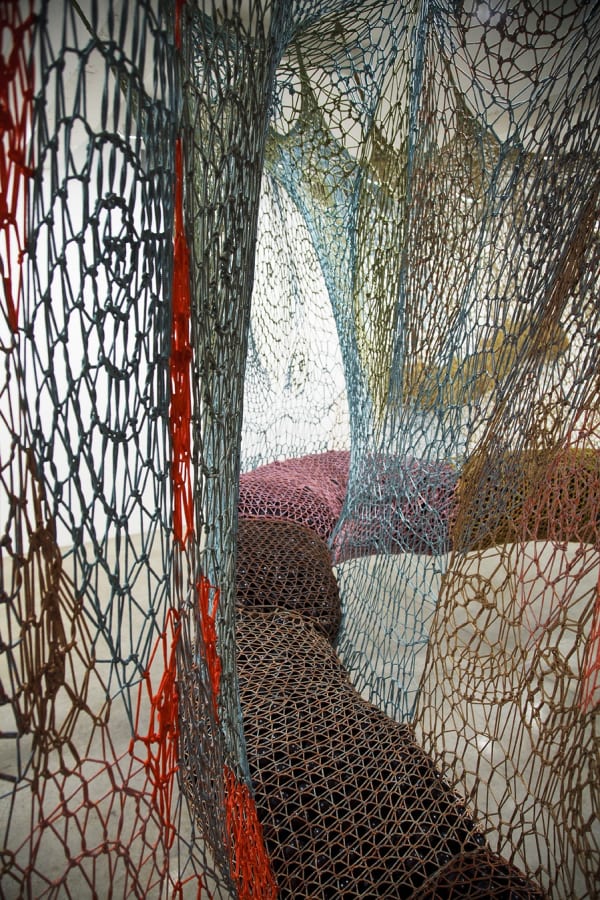Ernesto Neto hanging crochet tunnel installation