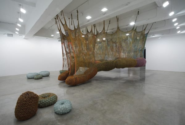 Ernesto Neto hanging crochet tunnel installation