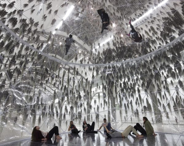 image of biosphere sculptures with plants