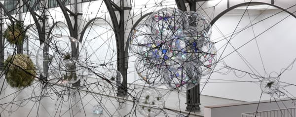 image of biosphere sculptures with plants
