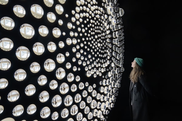 image of a geometric sphere made of smaller spheres