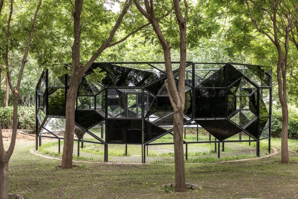 image of an outdoor geometric sculpture