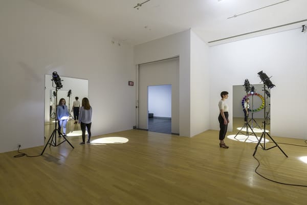 room with mirrors and spotlights