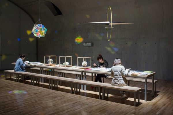 image of installation of model room with table