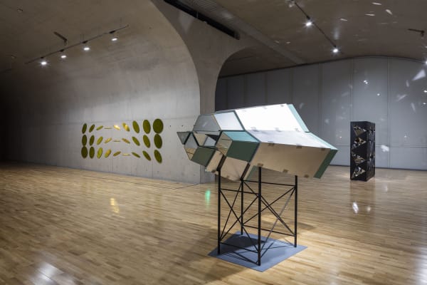 image of installation of yellow mirror discs