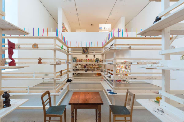 image of Meschac Gaba structural shelves as sculpture