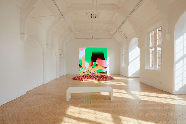 installation view of Wong Ping video