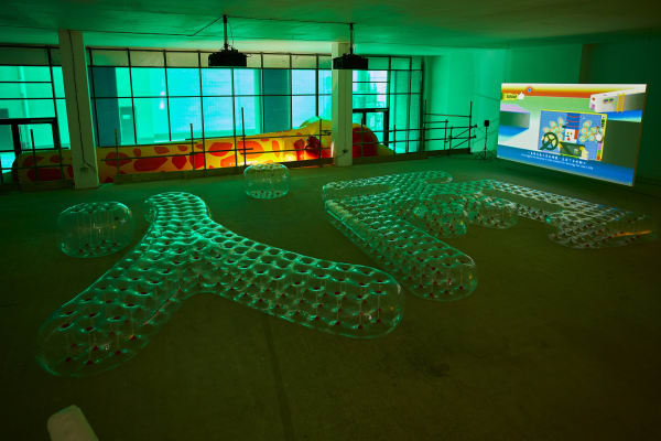 installation view of Wong Ping video