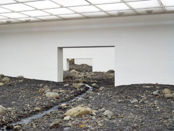 image of Olafur Eliasson installation, riverbed inside of museum