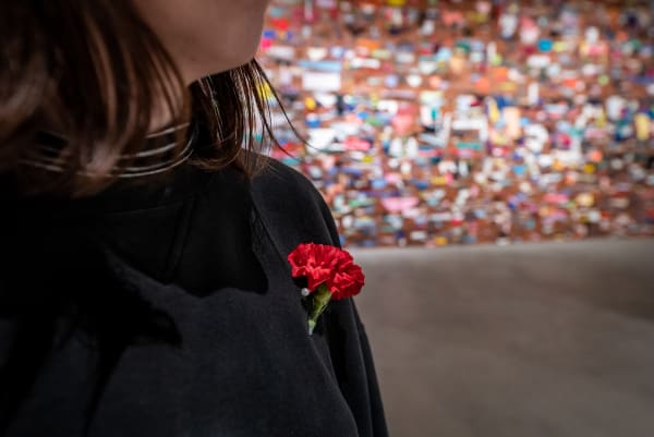image of flower pinned to sweater