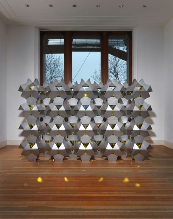 image of sculptural silver structure