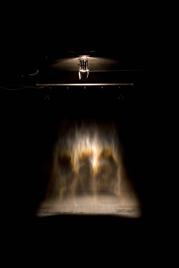 installation image of Eliasson light and water at MoMA