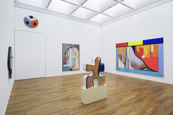 image of Scheibitz installation of paintings and sculptures